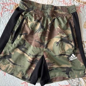 Adidas Green Camo Shorts with Black Panels